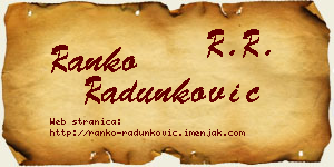 Ranko Radunković vizit kartica